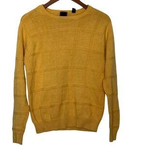 Arrow Men's Yellow Geometric Knit Sweater Cotton Crewneck Retro Size Small